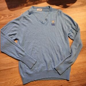 Eton Light Blue V-Neck Men's Nostalgic Vintage Collectible Sugar Bowl Sweater‎